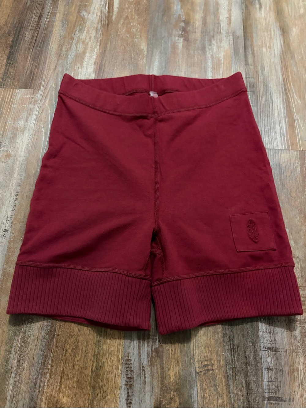 Free people Women's Maroon Rib-Hem Stretch Shorts